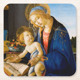 The Virgin and Child, Sandro Botticelli Square Paper Coaster