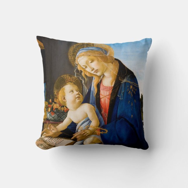 The Virgin and Child, Sandro Botticelli Throw Pillow (Front)