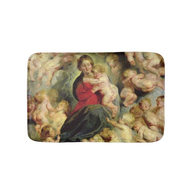 The Virgin and Child surrounded Bathroom Mat (Front)
