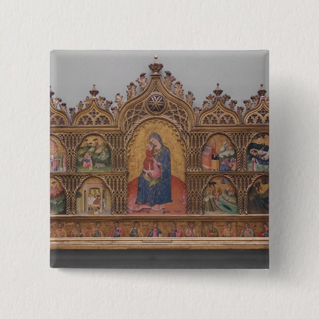 The Virgin and Child with Legendary Scenes Pinback Button (Front)