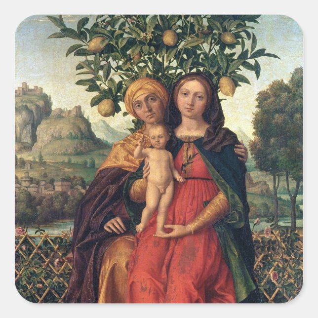 The Virgin and Child with St Anne, 1510-18 Square Sticker (Front)