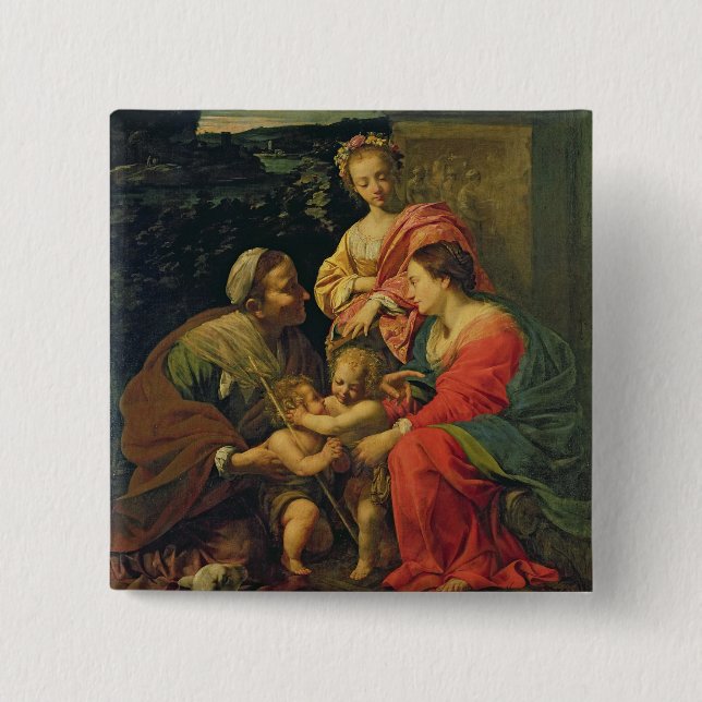 The Virgin and Child with St. Elizabeth, the Infan Button (Front)