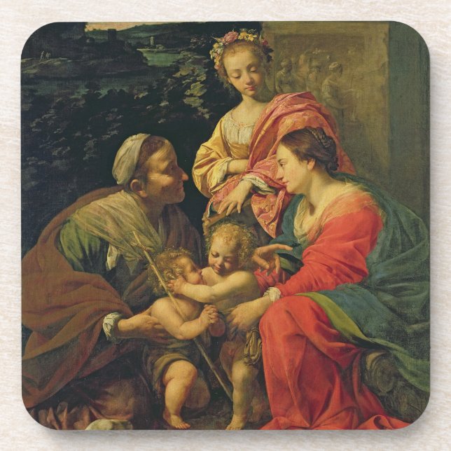 The Virgin and Child with St. Elizabeth, the Infan Drink Coaster (Front)