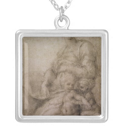 The Virgin and Child with the infant Baptist Silver Plated Necklace