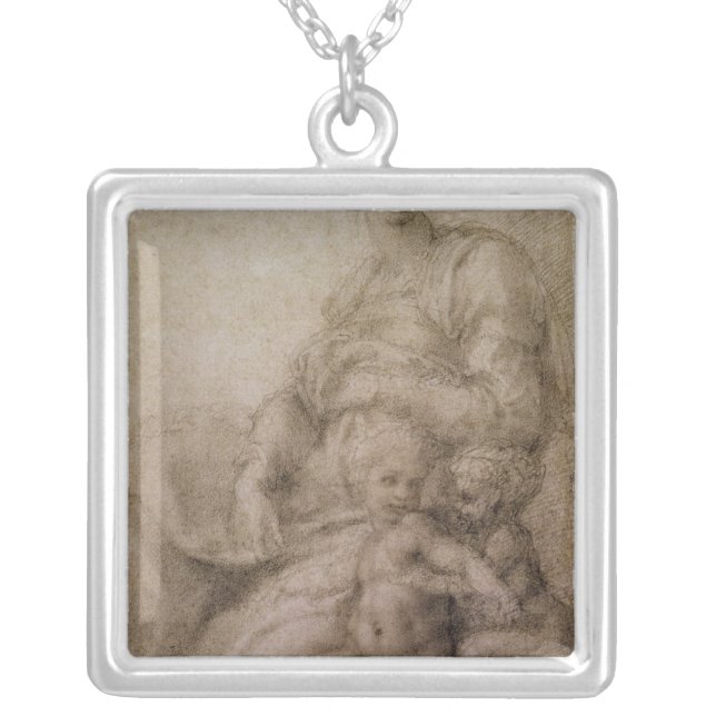 The Virgin and Child with the infant Baptist Silver Plated Necklace (Front)