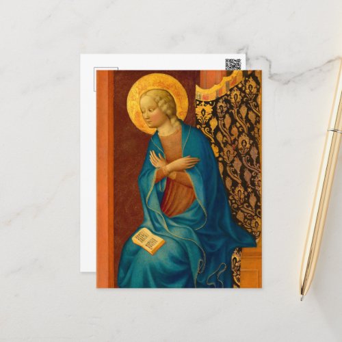 The Virgin Annunciate by Masolino da Panicale Holiday Postcard