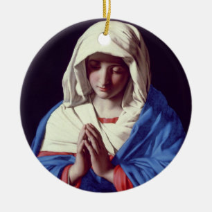 The Virgin in Prayer, 1640-50 (oil on canvas) Ceramic Ornament