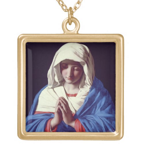 The Virgin in Prayer 1640_50 oil on canvas Gold Plated Necklace