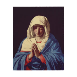 The Virgin in Prayer, 1640-50 (oil on canvas) Wood Wall Art