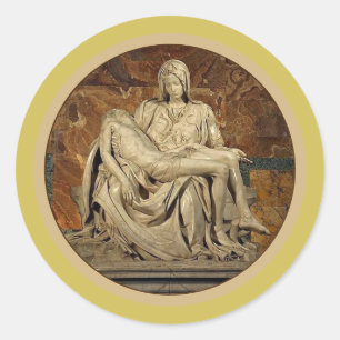 The Virgin Mary and Christ Pietà by Michelangelo Classic Round Sticker