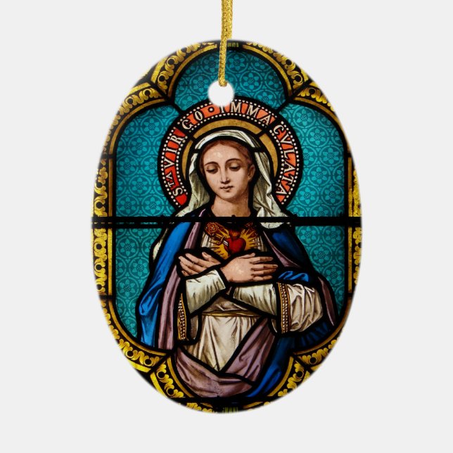 The Virgin Mary Ceramic Ornament (Front)