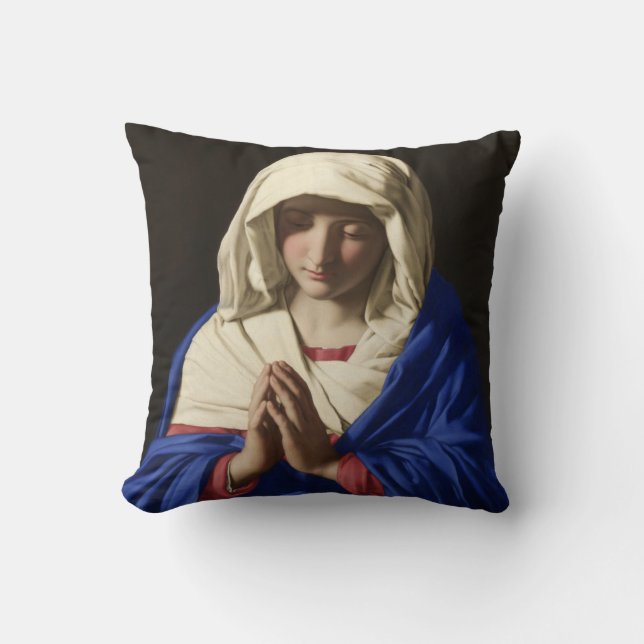 The Virgin Mary in Prayer Throw Pillow (Front)