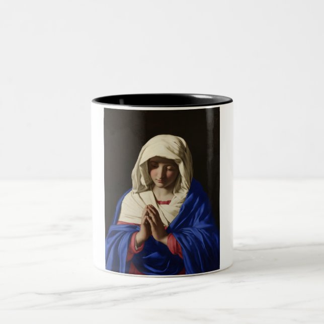 The Virgin Mary in Prayer Two-Tone Coffee Mug (Center)