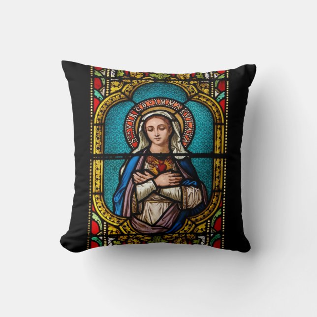 The Virgin Mary Throw Pillow (Front)
