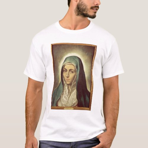 The Virgin Mourning oil on canvas T_Shirt