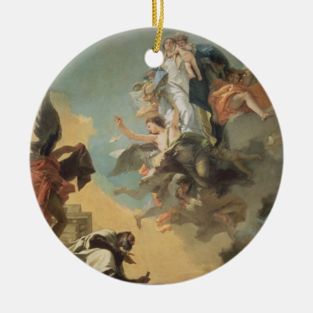 The Virgin of Carmel Giving the Scapula to the Ble Ceramic Ornament (Front)