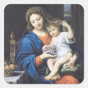 The Virgin of the Grapes, 1640-50 Square Sticker