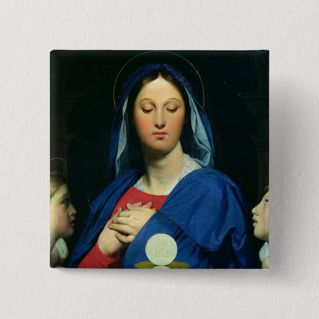 The Virgin of the Host, 1866 Pinback Button (Front)