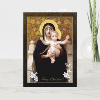 The Virgin Of The Lilies By William Bouguereau Holiday Card by GoldenLight at Zazzle