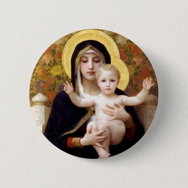 The Virgin of the Lillies Pinback Button (Front)