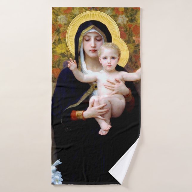 The Virgin of the Lily, Bouguereau Bath Towel (Bath Towel)