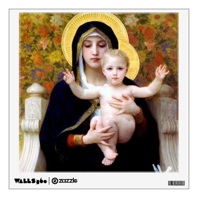 The Virgin of the Lily, Bouguereau Wall Decal (Front)