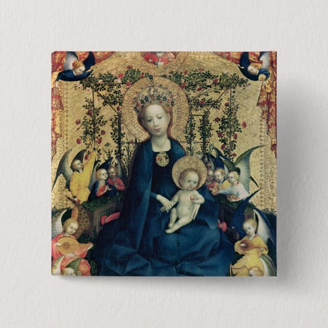 The Virgin of the Rose Bush Pinback Button (Front)