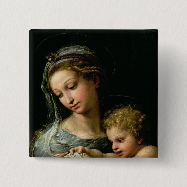The Virgin of the Rose, c.1518 Pinback Button (Front)