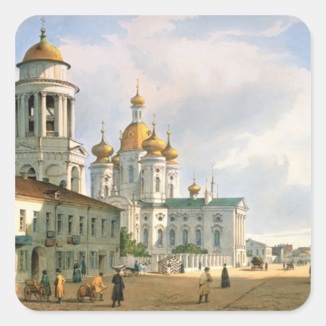 The Virgin of Vladimir Church Square Sticker (Front)