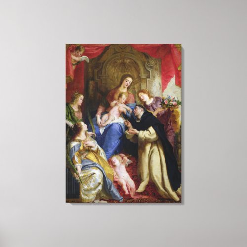 The Virgin Offering the Rosary Canvas Print