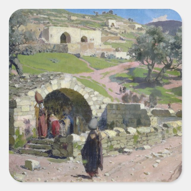 The Virgin Spring in Nazareth, 1882 Square Sticker (Front)