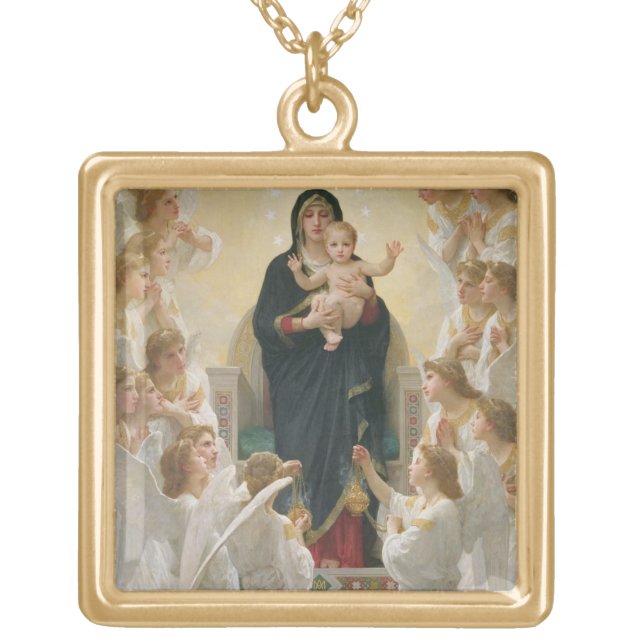 The Virgin with Angels, 1900 Gold Plated Necklace (Front)