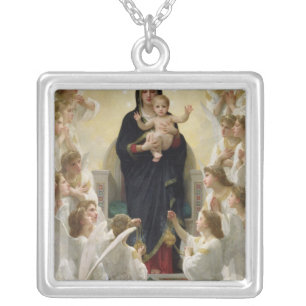 The Virgin with Angels, 1900 Silver Plated Necklace