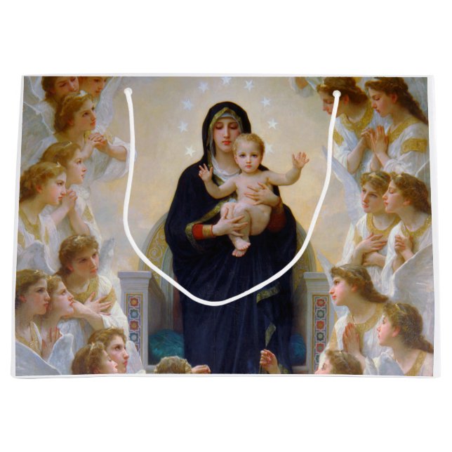 The Virgin with Angels, Bouguereau Large Gift Bag (Front)