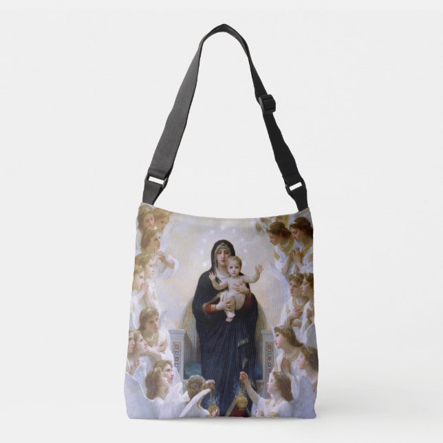 The Virgin with Angels by William Adolphe Bouguere Crossbody Bag (Front)