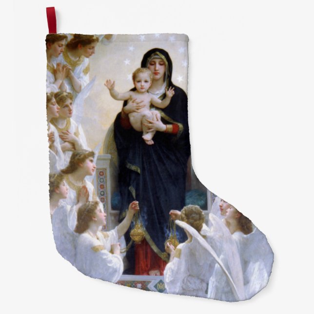 The Virgin with Angels by William Adolphe Bouguere Large Christmas Stocking (Front)