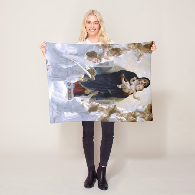 The Virgin with Angels by William Bouguereau Fleece Blanket (In Situ)