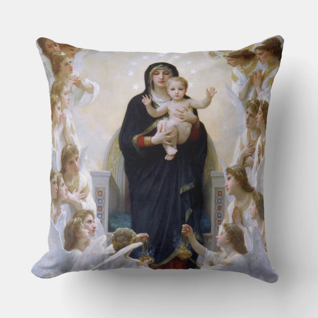 The Virgin with Angels by William Bouguereau Throw Pillow (Front)