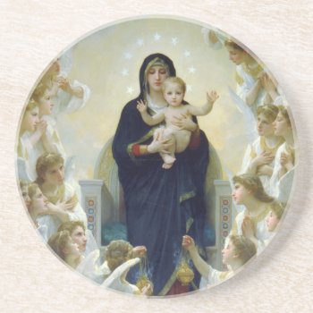 The Virgin With Angels Poster By Bougeureau Drink Coaster by The_Masters at Zazzle