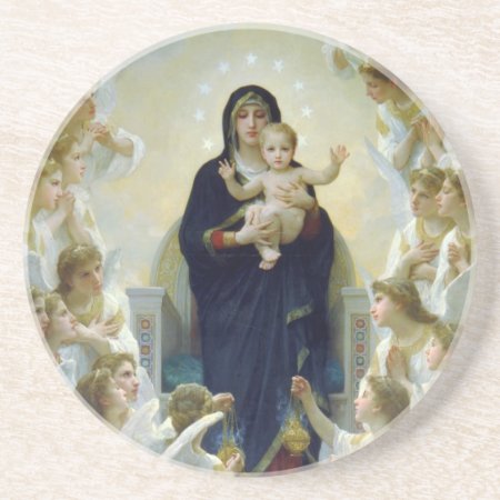 The Virgin With Angels Poster By Bougeureau Drink Coaster