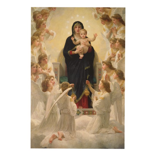 The Virgin With Angels -William-Adolphe Bouguereau Wood Wall Art (Front)