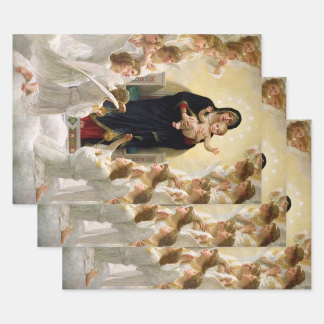 The Virgin With Angels -William-Adolphe Bouguereau Wrapping Paper Sheets (Set)