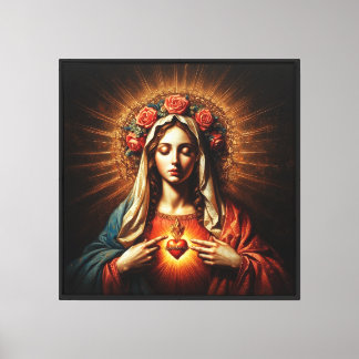 The Virgin's Heart with Roses -Radiance of Charity Canvas Print