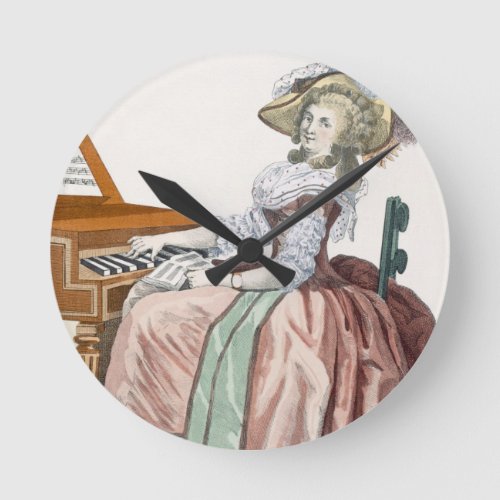 The Virtuosa in a Dress a lAnglaise with a Marl Round Clock