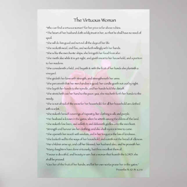 The Virtuous Woman Proverbs 31:10-31 Print (Front)