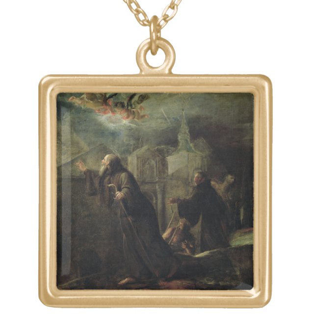 The Vision of St. Francis of Paola Gold Plated Necklace (Front)