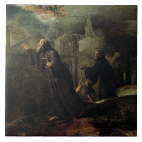 The Vision of St Francis of Paola Tile