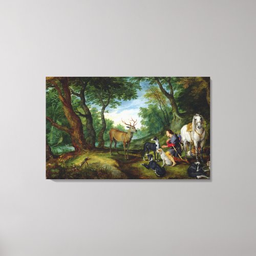 The Vision of St Hubert c1620 oil on panel Canvas Print