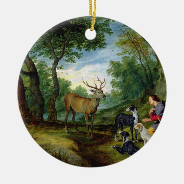 The Vision of St. Hubert, c.1620 (oil on panel) Ceramic Ornament (Front)