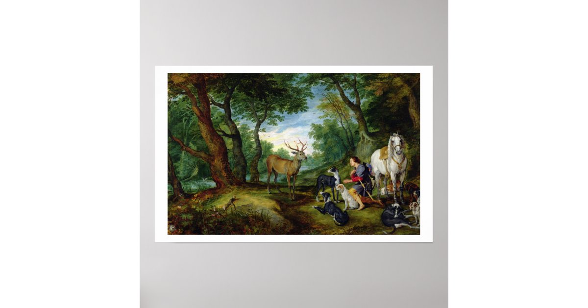 The Vision of St. Hubert, c.1620 (oil on panel) Poster | Zazzle